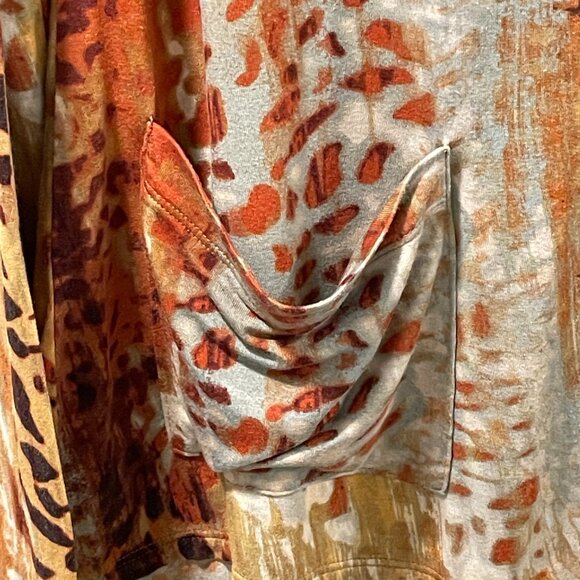 LOGO by LORI GOLDSTEIN Long Sleeve Animal Print Jersey Tunic Ruffle, Rust - M - Picture 5 of 12